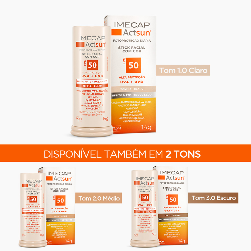 PROTETOR SOLAR EM BAST&Atilde;O COM COR CLARO - IMECAP ACTSUN