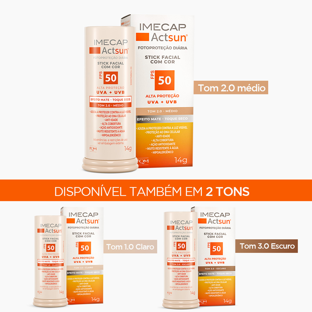 PROTETOR SOLAR EM BAST&Atilde;O COM COR M&Eacute;DIO - IMECAP ACTSUN