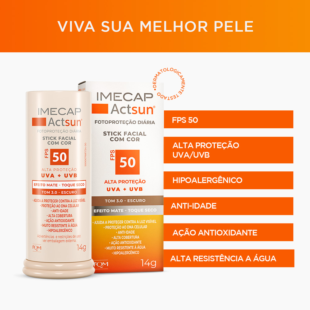 PROTETOR SOLAR EM BAST&Atilde;O COM COR ESCURO - IMECAP ACTSUN