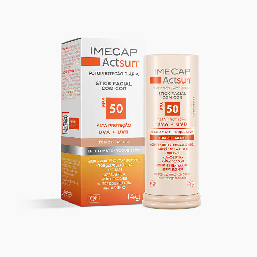 PROTETOR SOLAR EM BAST&Atilde;O COM COR M&Eacute;DIO - IMECAP ACTSUN