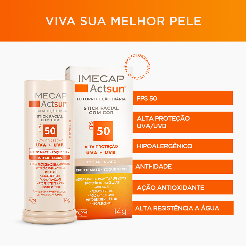 PROTETOR SOLAR EM BAST&Atilde;O COM COR CLARO - IMECAP ACTSUN