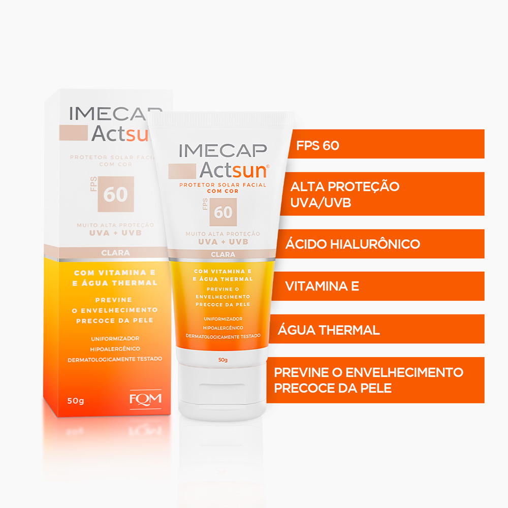 PROTETOR SOLAR EM CREME COM COR CLARO - IMECAP ACTSUN