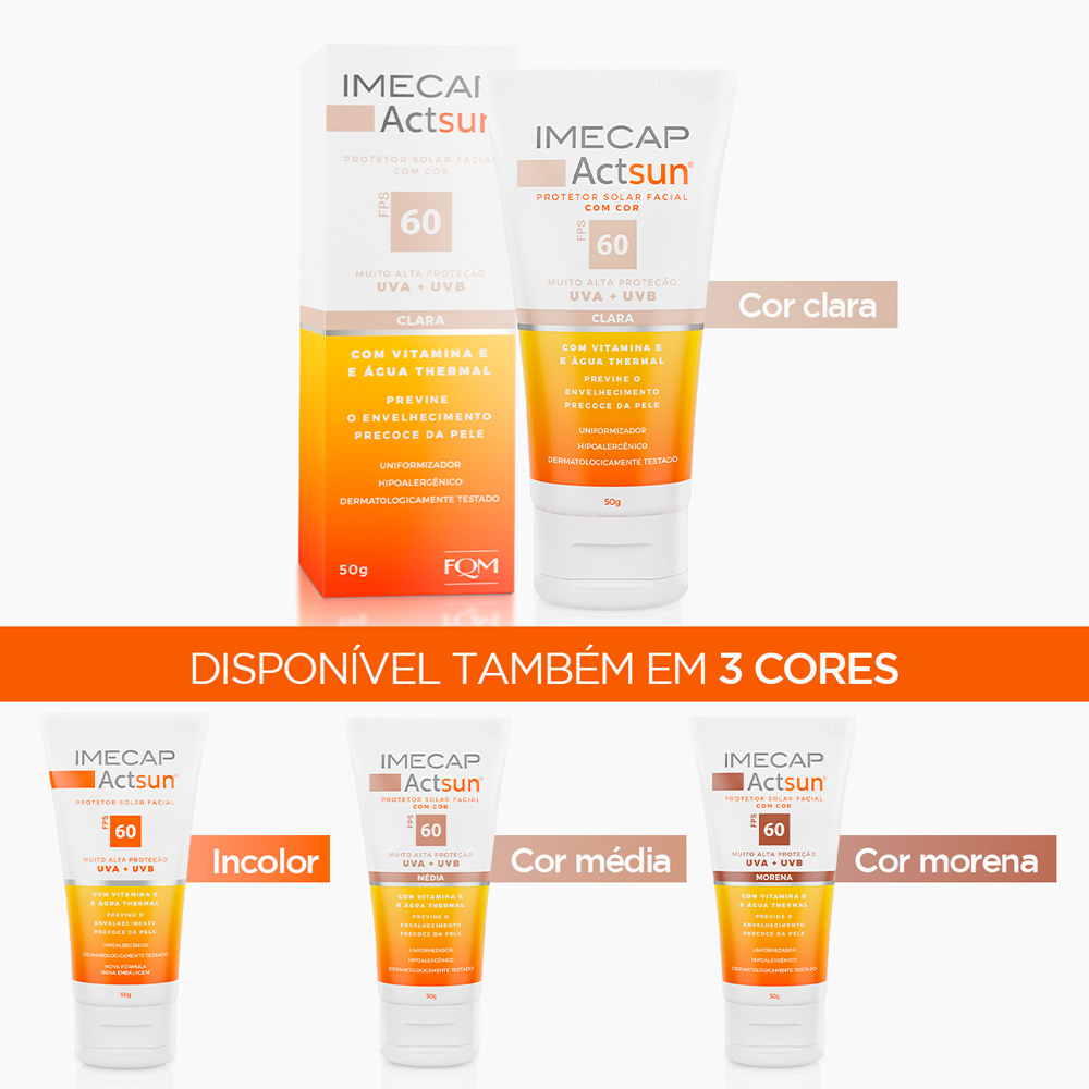 PROTETOR SOLAR EM CREME COM COR CLARO - IMECAP ACTSUN