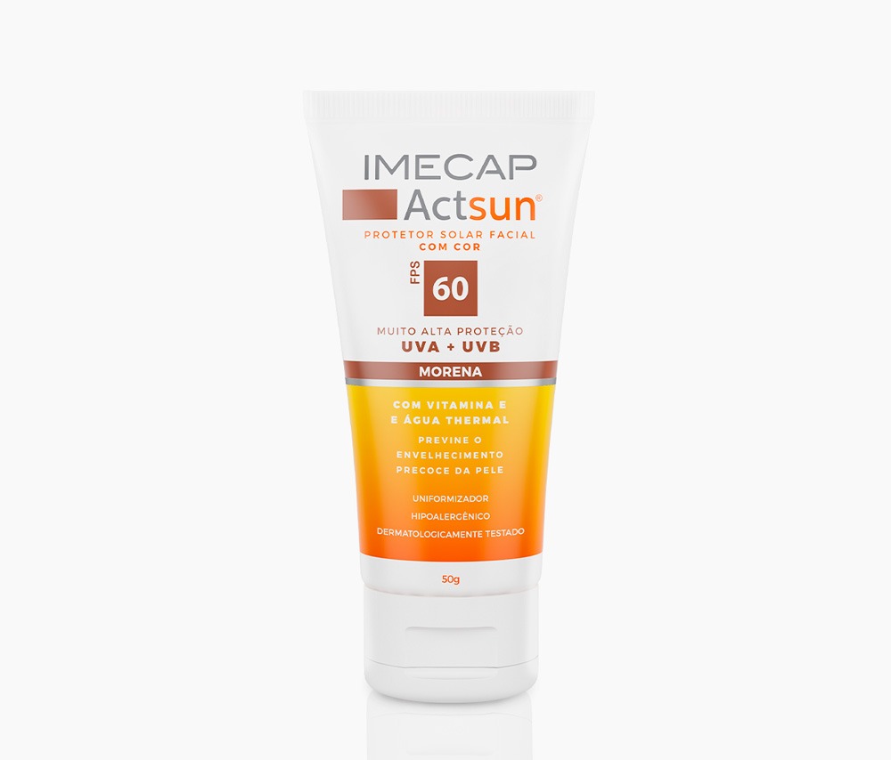 PROTETOR SOLAR EM CREME COM COR MORENA - IMECAP ACTSUN