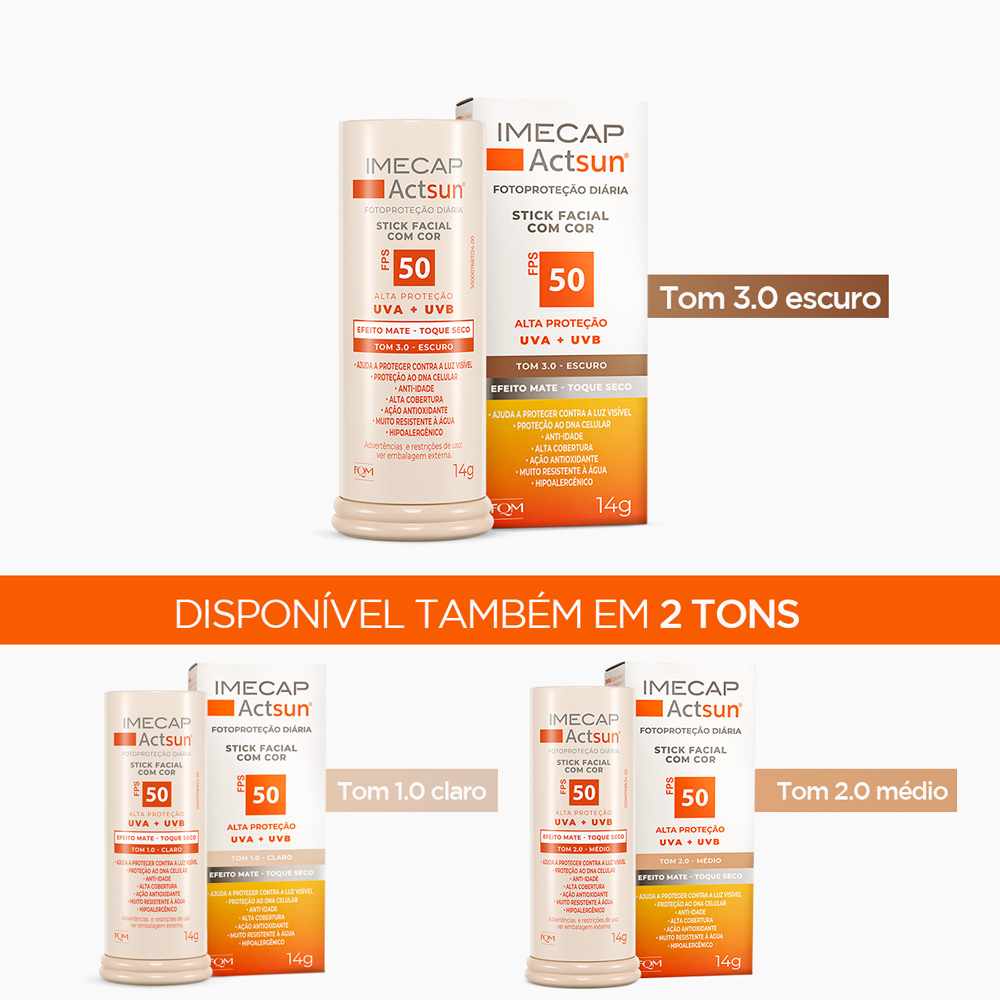 PROTETOR SOLAR EM BAST&Atilde;O COM COR ESCURO - IMECAP ACTSUN